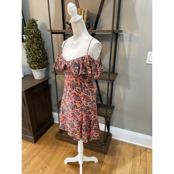 byTimo Floral Ruffle Cold Shoulder Mini Dress Dahlia Floral Womens Small - Picture 6 of 10
